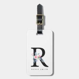 BLUSH BLUE FLORAL ALPHABETS NAME LETTER R GEPÄCKANHÄNGER