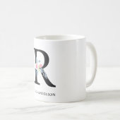 BLUSH BLUE FLORAL ALPHABETS NAME LETTER R KAFFEETASSE (VorderseiteRechts)