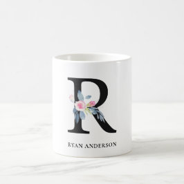 BLUSH BLUE FLORAL ALPHABETS NAME LETTER R KAFFEETASSE