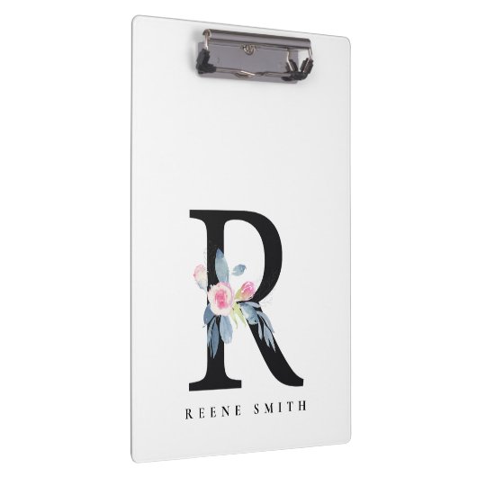 BLUSH BLUE FLORAL ALPHABETS NAME LETTER R KLEMMBRETT (Rechts)