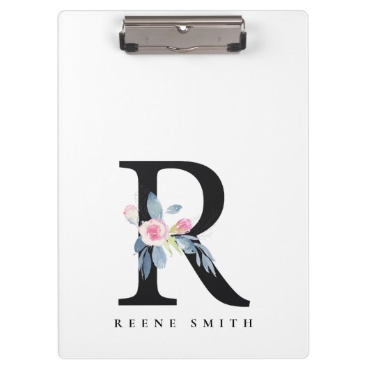 BLUSH BLUE FLORAL ALPHABETS NAME LETTER R KLEMMBRETT (Vorderseite)