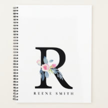 BLUSH BLUE FLORAL ALPHABETS NAME LETTER R