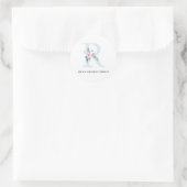 BLUSH BLUE FLORAL ALPHABETS NAME LETTER R RUNDER AUFKLEBER (Tasche)