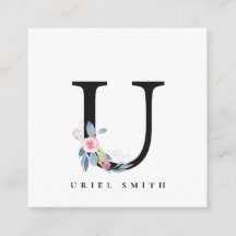 BLUSH BLUE FLORAL ALPHABETS NAME LETTER U