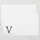 BLUSH BLUE FLORAL ALPHABETS NAME LETTER V BRIEFPAPIER (Vorne/Hinten)
