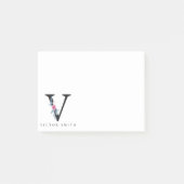 BLUSH BLUE FLORAL ALPHABETS NAME LETTER V POST-IT KLEBEZETTEL (Vorderseite)