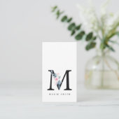 BLUSH BLUE FLORAL ALPHABETS NAME LETTER VISITENKARTE (Stehend Vorderseite)