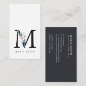 BLUSH BLUE FLORAL ALPHABETS NAME LETTER VISITENKARTE (Vorne/Hinten)