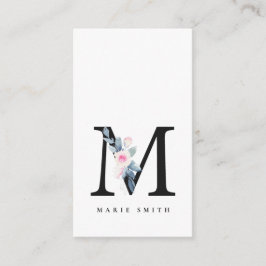 BLUSH BLUE FLORAL ALPHABETS NAME LETTER VISITENKARTE