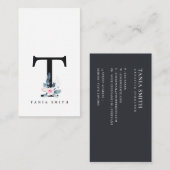 BLUSH BLUE FLORAL ALPHABETS NAME LETTER VISITENKARTE (Vorne/Hinten)