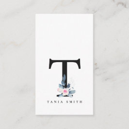 BLUSH BLUE FLORAL ALPHABETS NAME LETTER VISITENKARTE