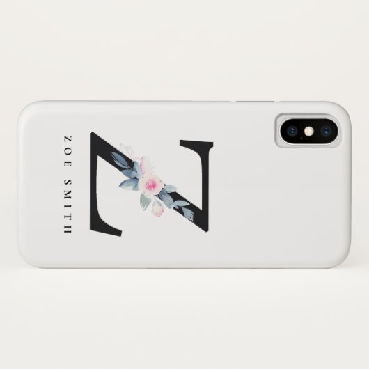 BLUSH BLUE FLORAL ALPHABETS NAME LETTER Z Case-Mate iPhone HÜLLE (Rückseite (Horizontal))