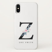 BLUSH BLUE FLORAL ALPHABETS NAME LETTER Z Case-Mate iPhone HÜLLE (Rückseite)