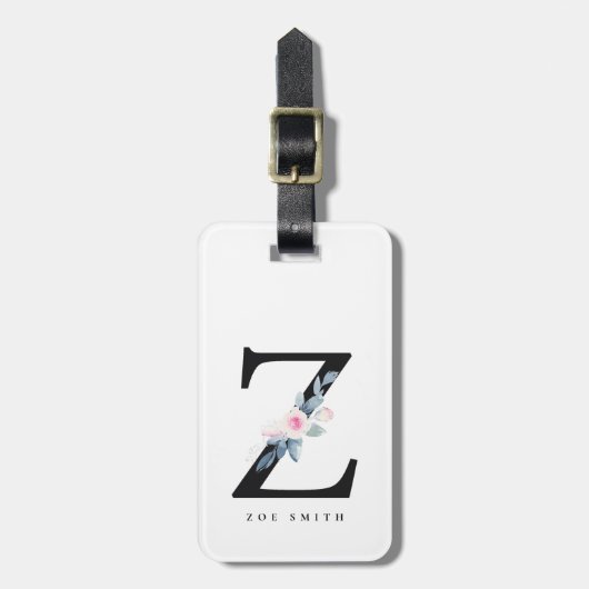 BLUSH BLUE FLORAL ALPHABETS NAME LETTER Z GEPÄCKANHÄNGER (Vorderseite vertikal)