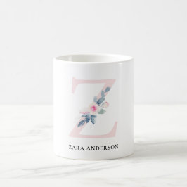 BLUSH BLUE FLORAL ALPHABETS NAME LETTER Z KAFFEETASSE