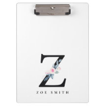 BLUSH BLUE FLORAL ALPHABETS NAME LETTER Z