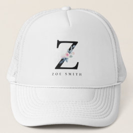 BLUSH BLUE FLORAL ALPHABETS NAME LETTER Z TRUCKERKAPPE