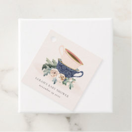 Blush Blue Floral gestapelte Teebeutel Babydusche Geschenkanhänger