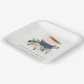 Blush Blue Floral gestapelte Teebeutel Babydusche Pappteller (Gewinkelt)