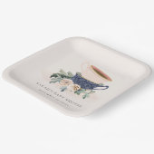 Blush Blue Floral gestapelte Teebeutel Babydusche Pappteller (Gewinkelt)