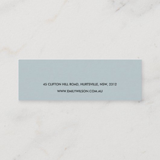 BLUSH BLUE FLORAL STUD EARRING DISPLAY LOGO MINI VISITENKARTE (Rückseite)