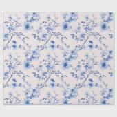Blush Blue Floral Wedding Geschenkpapier (Flach)