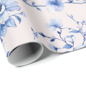 Blush Blue Floral Wedding Geschenkpapier (Rolleneckpunkt)