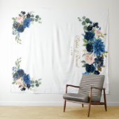 Blush Blue Flowers Wedding Foto Booth Prop Wandteppich (Beispiel (Horizontal))