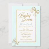 Blush Blue Glitzer Boy Baby Dusche Einladung (Vorderseite)