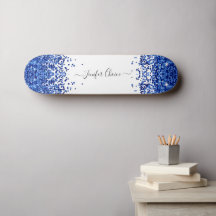 Blush Blue Glitzer Individuelle Name Skateboard