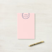 Blush & Blue Ink Circle - Name Post-it Klebezettel (Auf Schreibtisch)