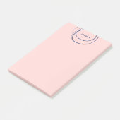 Blush & Blue Ink Circle - Name Post-it Klebezettel (angewinkelt)