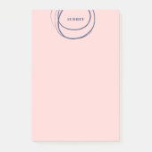 Blush & Blue Ink Circle - Name Post-it Klebezettel (Vorderseite)