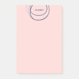 Blush & Blue Ink Circle - Name Post-it Klebezettel