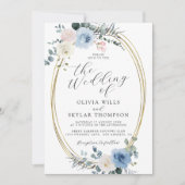 Blush Blue Light Beach Tropical Boho Wedding Einladung (Vorderseite)