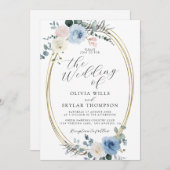 Blush Blue Light Beach Tropical Boho Wedding Einladung (Vorne/Hinten)