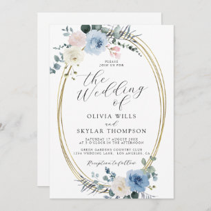 Blush Blue Light Beach Tropical Boho Wedding Einladung