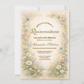 Blush Blue Meadow Quinceañera Einladung (Vorderseite)