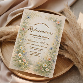 Blush Blue Meadow Quinceañera Einladung