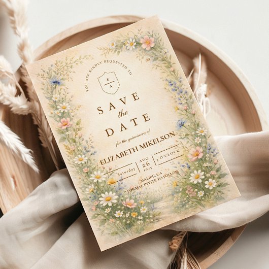 Blush Blue Meadow Quinceañera Save The Date