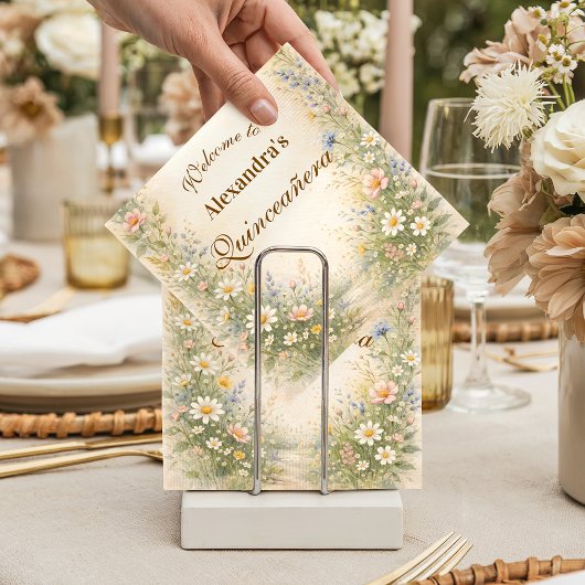 Blush Blue Meadow Quinceañera Serviette