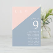 Blush Blue Monogram Tischnummer Seekarte (Stehend Vorderseite)