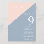 Blush Blue Monogram Tischnummer Seekarte (Vorderseite)