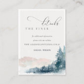 Blush Blue Mountains Pine Wedding Website Detail Begleitkarte (Vorderseite)