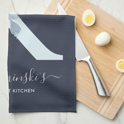 BLUSH BLUE NAVY FLORAL ALPHABETS SCHREIBEN K GESCHIRRTUCH (Viertel Falte)