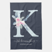 BLUSH BLUE NAVY FLORAL ALPHABETS SCHREIBEN K GESCHIRRTUCH (Vertikal)