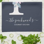 BLUSH BLUE NAVY FLORAL ALPHABETS SCHREIBEN P GESCHIRRTUCH (Gefaltet)