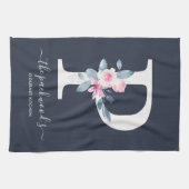 BLUSH BLUE NAVY FLORAL ALPHABETS SCHREIBEN P GESCHIRRTUCH (Horizontal)