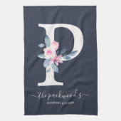 BLUSH BLUE NAVY FLORAL ALPHABETS SCHREIBEN P GESCHIRRTUCH (Vertikal)