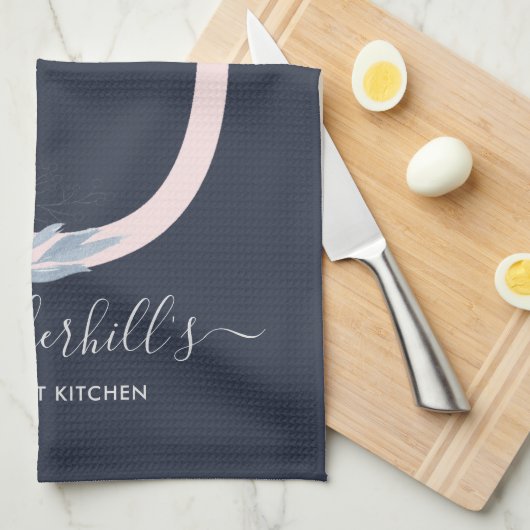 BLUSH BLUE NAVY FLORAL ALPHABETS SCHREIBEN U GESCHIRRTUCH (Viertel Falte)